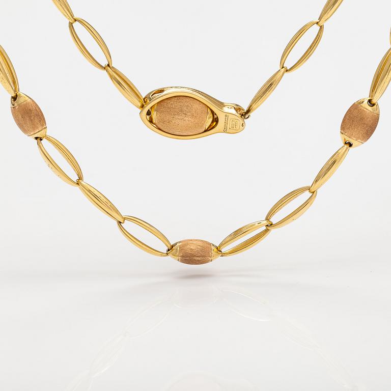 Chimento, "Accordi", an 18K gold necklace and bracelet with a diamond ca. 0.07 ct. Vicenzia, Italy.