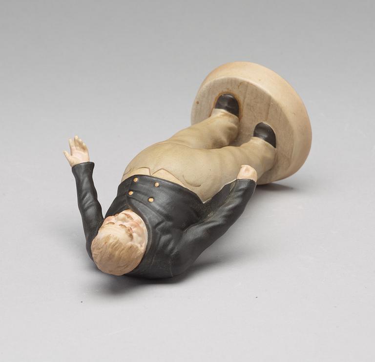 A bisquit porcelain figure of Sobakevich from Gogol's 'Dead Souls', Gardner, Moscow, 1880-1917.