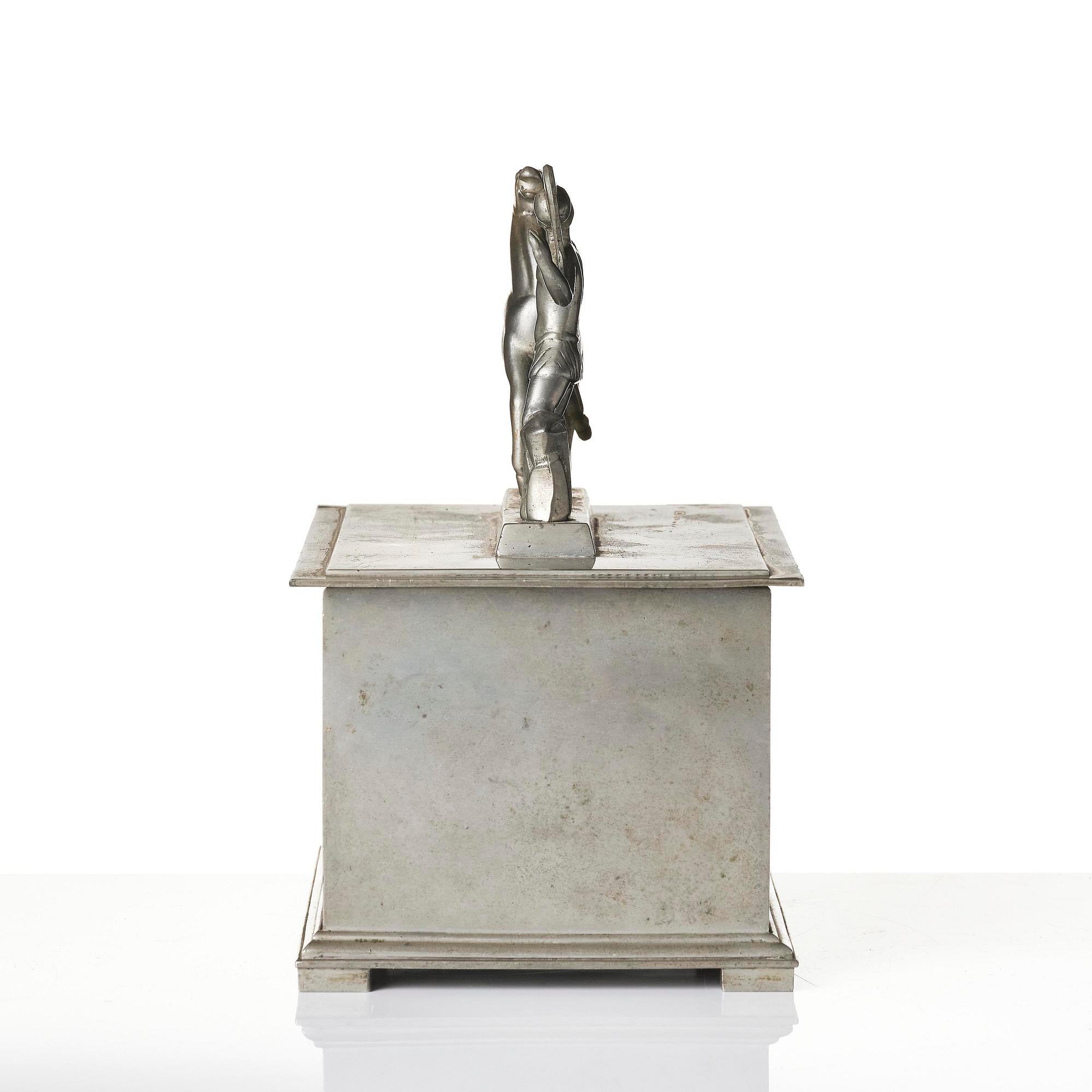 Oscar Antonsson, a "Hästbetvingaren" (Tamer of Horses) pewter box, Ystad-Metall, Sweden, 1932.