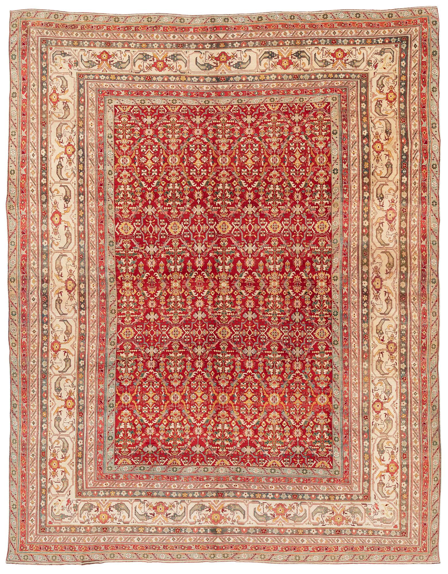 An antique Agra carpet, North India, c. 470 x 370 cm.