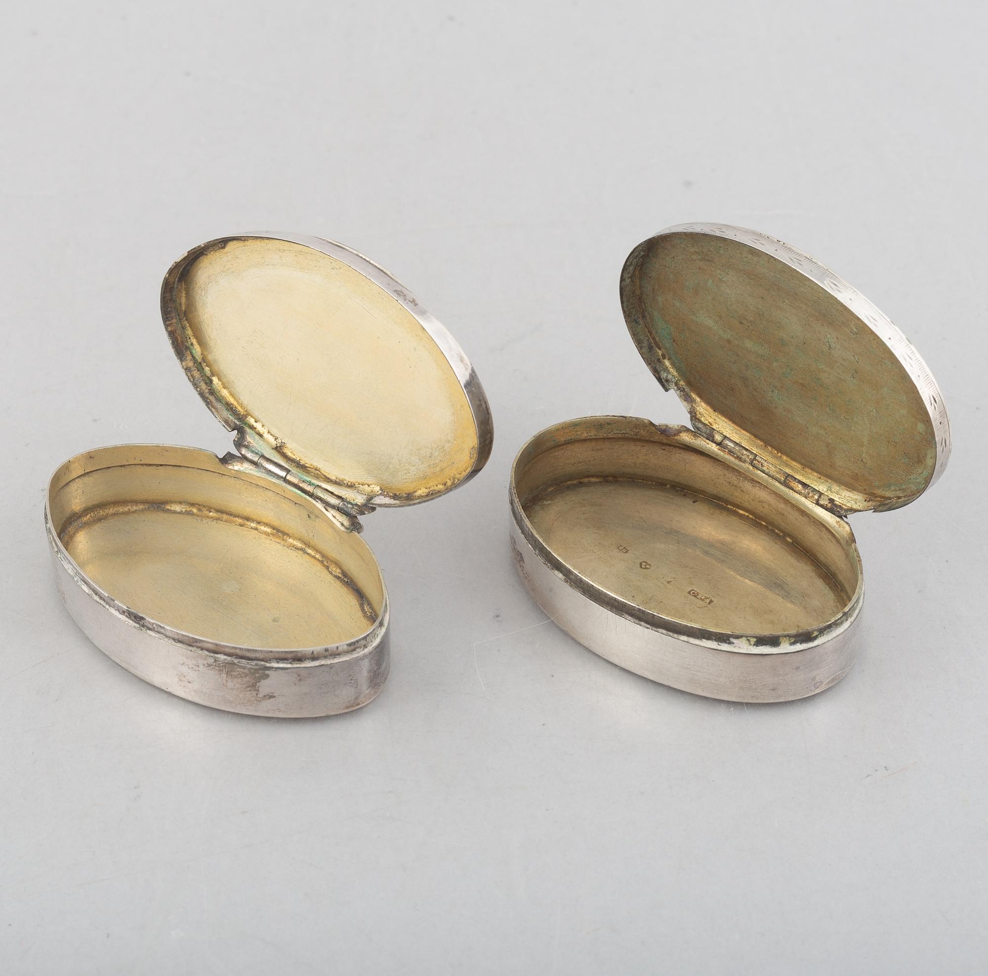 Two Swedish Silver Boxes, first half of the 19th Century.