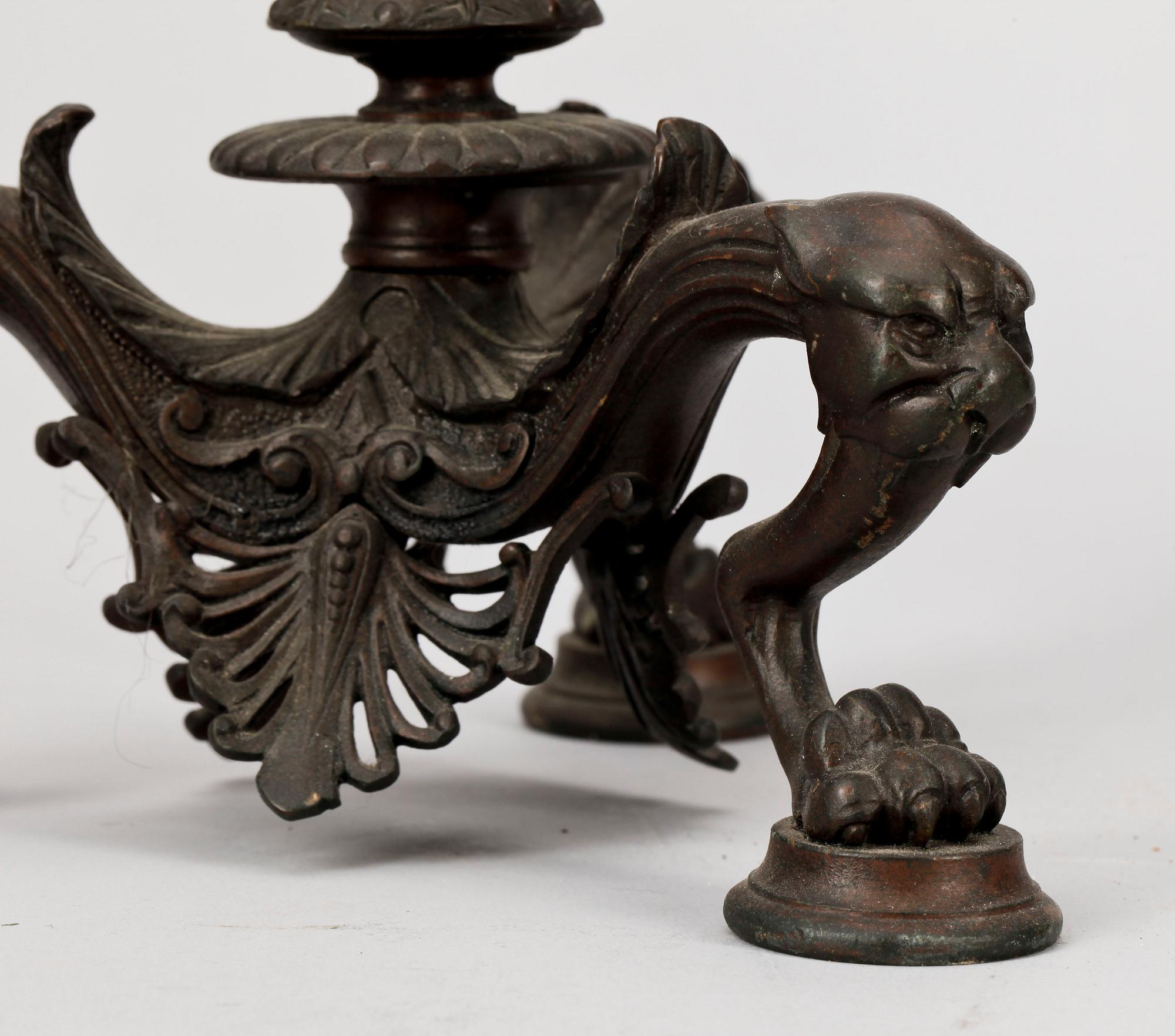 KANDELABRAR, ett par, senempire, 1800-talets mitt.