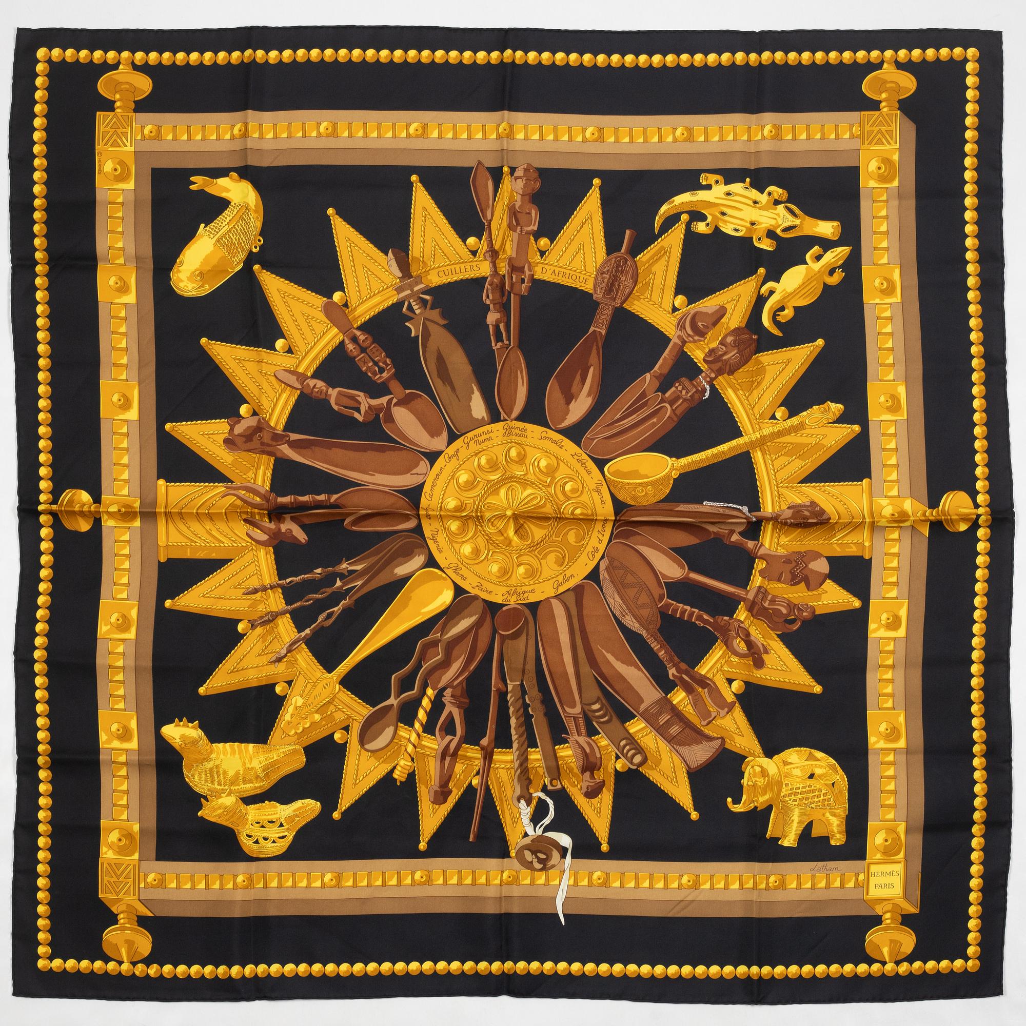Hermès, scarf, "Spoons of Africa".