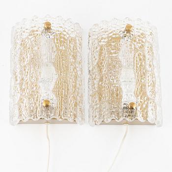 Carl Fagerlund, a pair of wall lamps, Orrefors, 1960s.