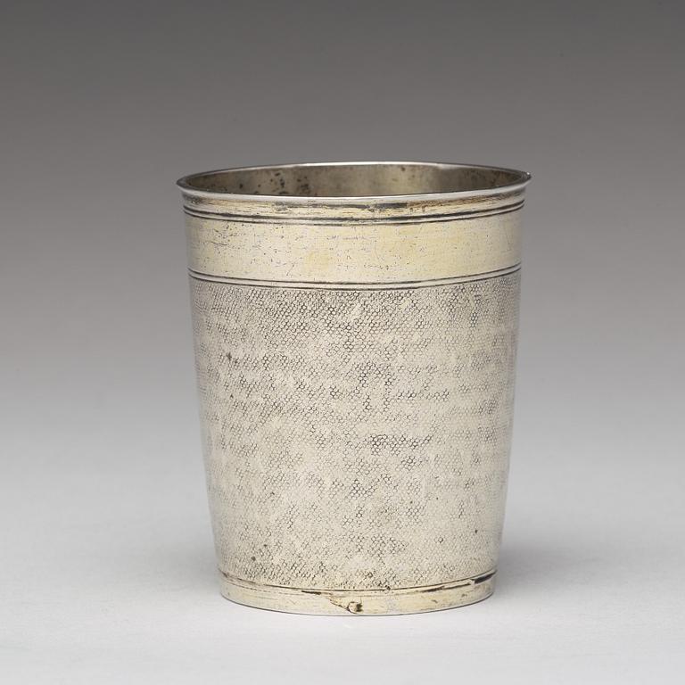 A German 17th century silver-gilt beaker, mark of Johann Höfler, Nürnberg (1655-1704).