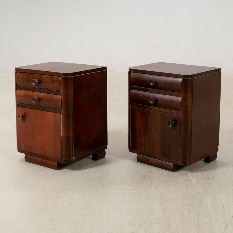 Bedside tables, a pair, Art Deco, first half of the 20th century.