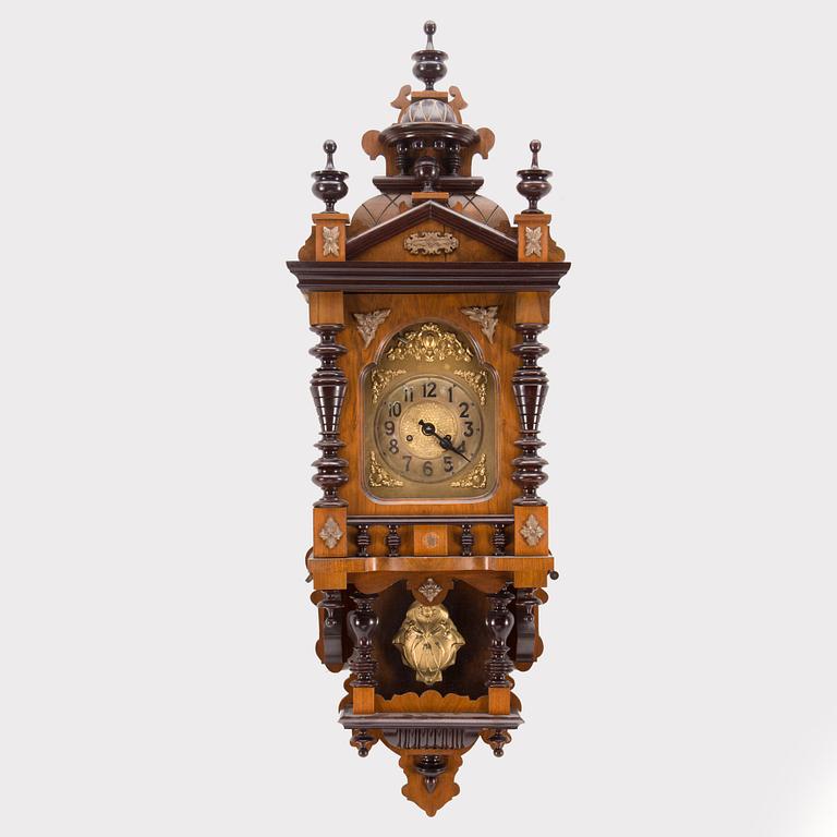 A mahogany wall clock, c. 1900.