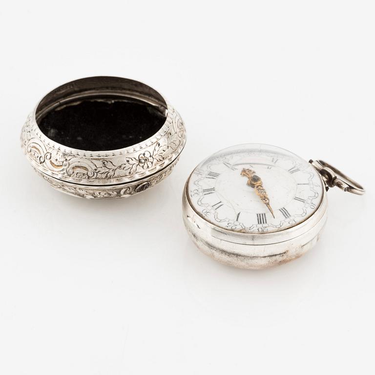 Samson, London, a silver double case pocket watch, later part of the 18th century.