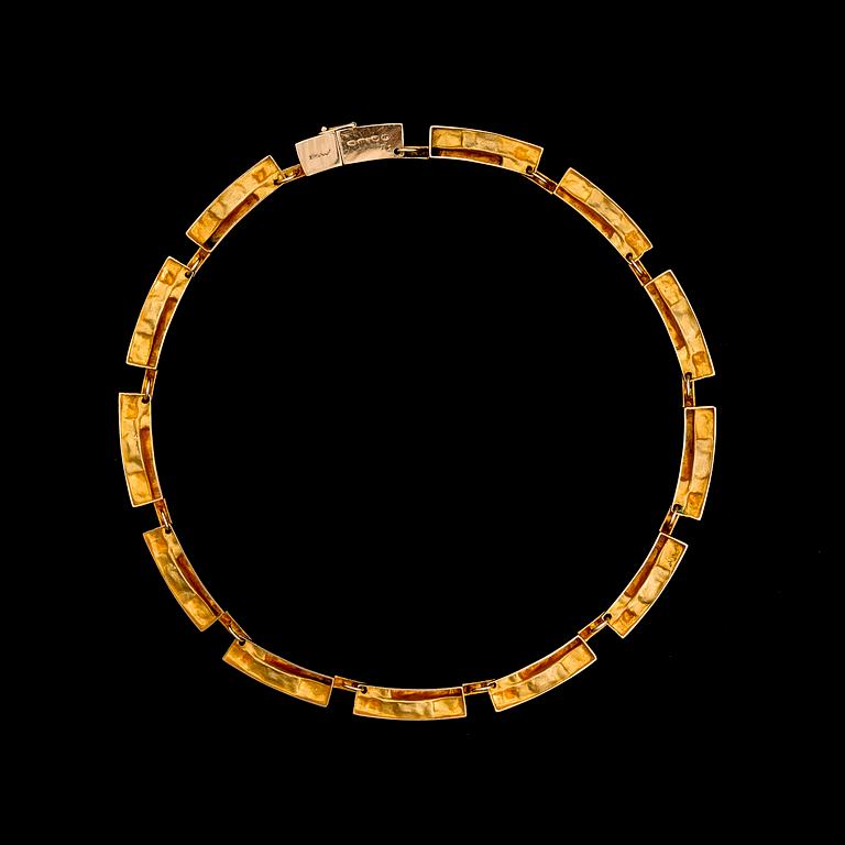 BJÖRN WECKSTRÖM, necklace  "Tundra", 14K gold. Lapponia 1966.