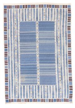 Barbro Nilsson, a carpet, "Salerno blå", flat weave, ca 307-308,5 x 201,5-204 cm, signed AB MMF BN.