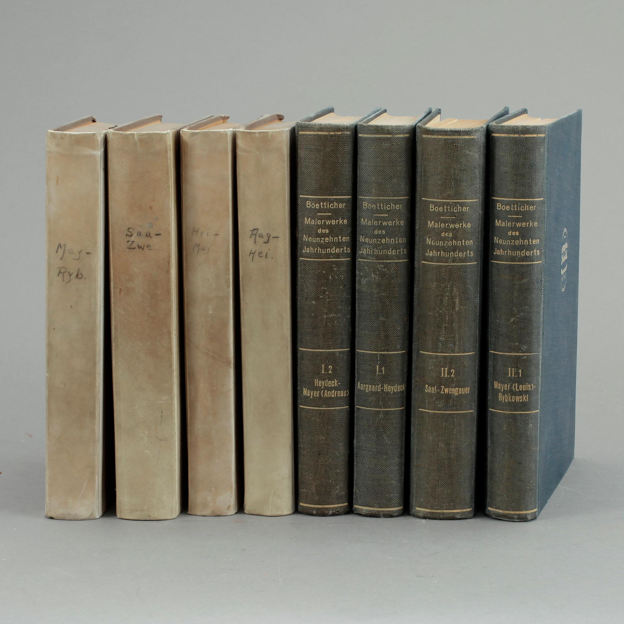 BÖCKER, 8 stycken, "Malerwerke des neunzehnten jahrhunderts", av Friedrich von Boetticher.