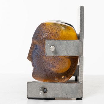 Bertil Vallien, a glass and metal sculpture, "Brains", Kosta Boda, Sweden, limited edition 100, signed.