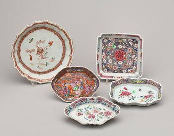 SKEDFAT, fem stycken, kompaniporslin. Qing dynastin, Qianlong (1736-95).