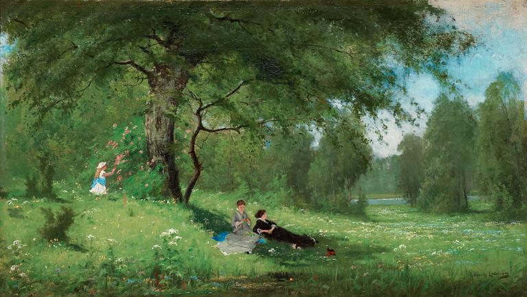 Arvid Mauritz Lindström, Merry company on a summer meadow.