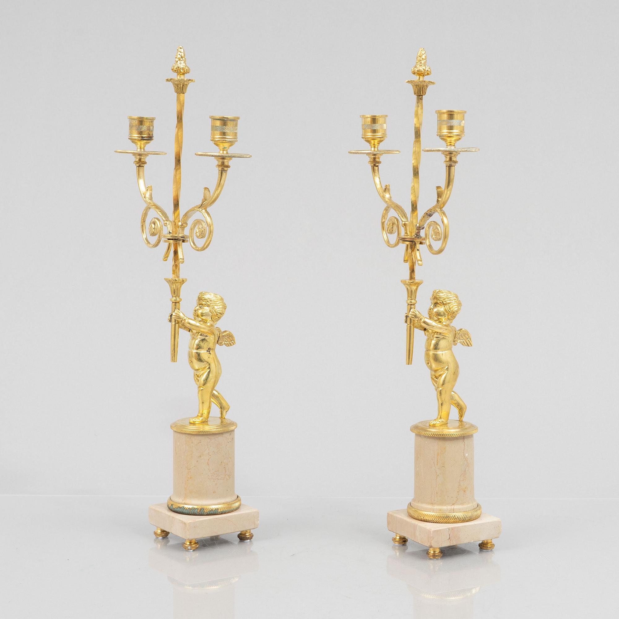 A pair of Candelabra, Empire style, late 20th century.