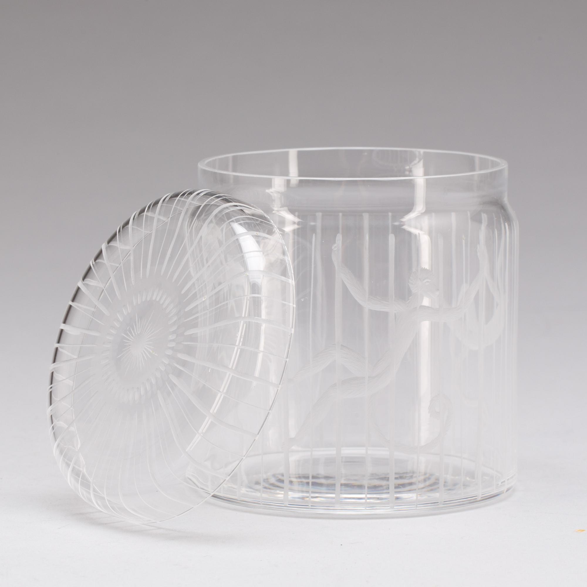 BURK MED LOCK, glas. "Apburen" Edward Hald graverad 1951.