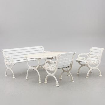 A garden sofa, a table and a pair of chairs, Byarums bruk.