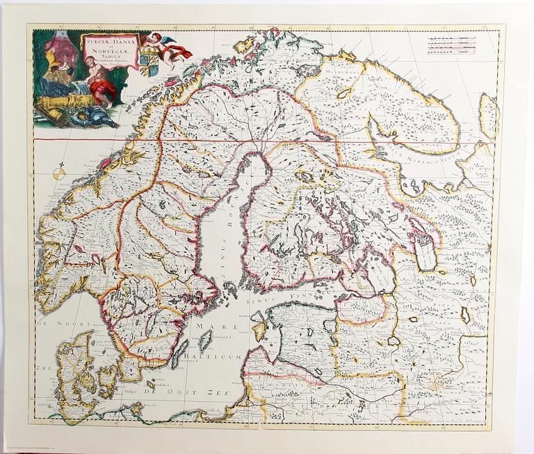KARTBLAD, 6 st i mapp, "Berömda kartblad ur den svenska historien". Bonniers 1960-tal.