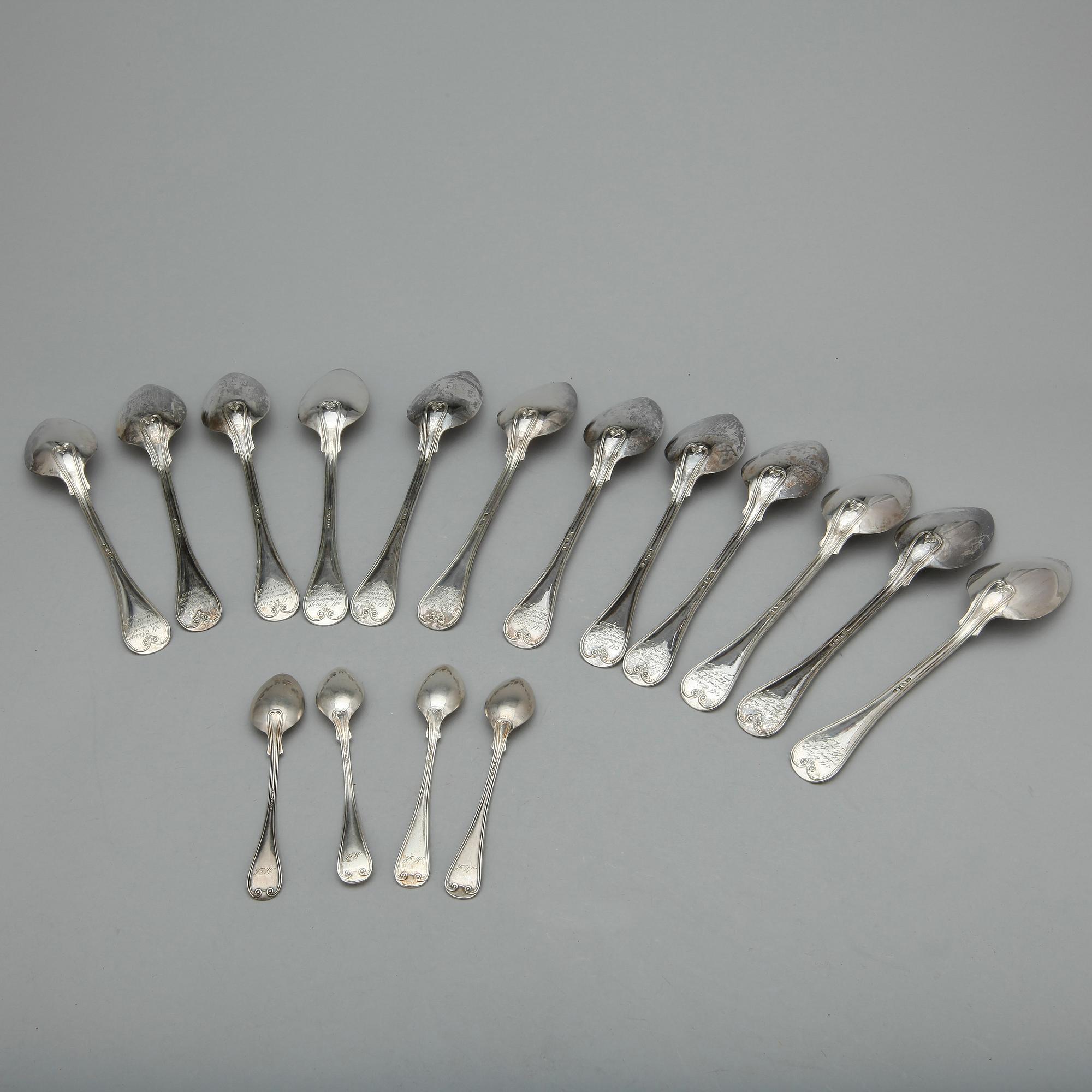 BESTICKPARTI, ca 95 delar, silver, mest Sverige och 1900-tal. Tot ca 3000 gram.