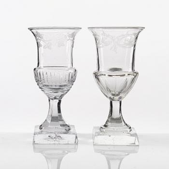 A set of 14 (6+8) Swedish Empure wine glasses, early 19th Century.