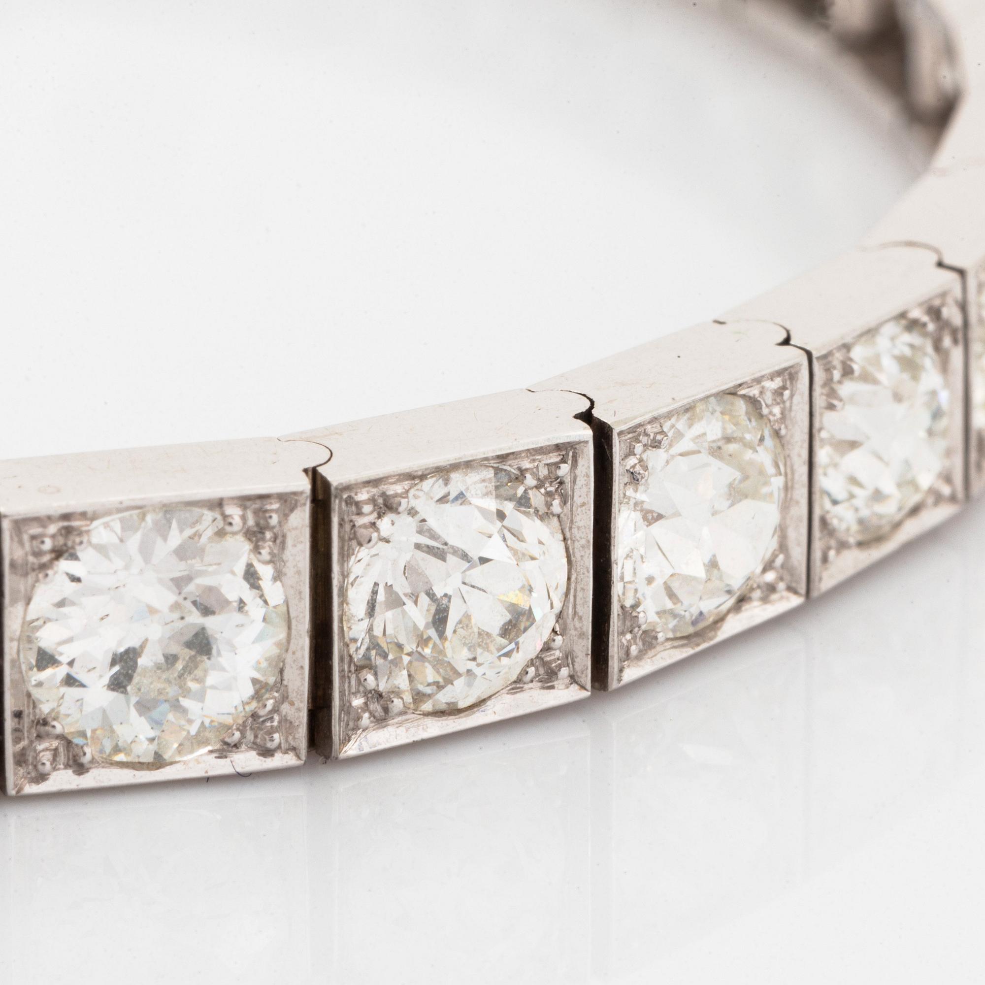 Armband 14K vitguld med gammalslipade diamanter.