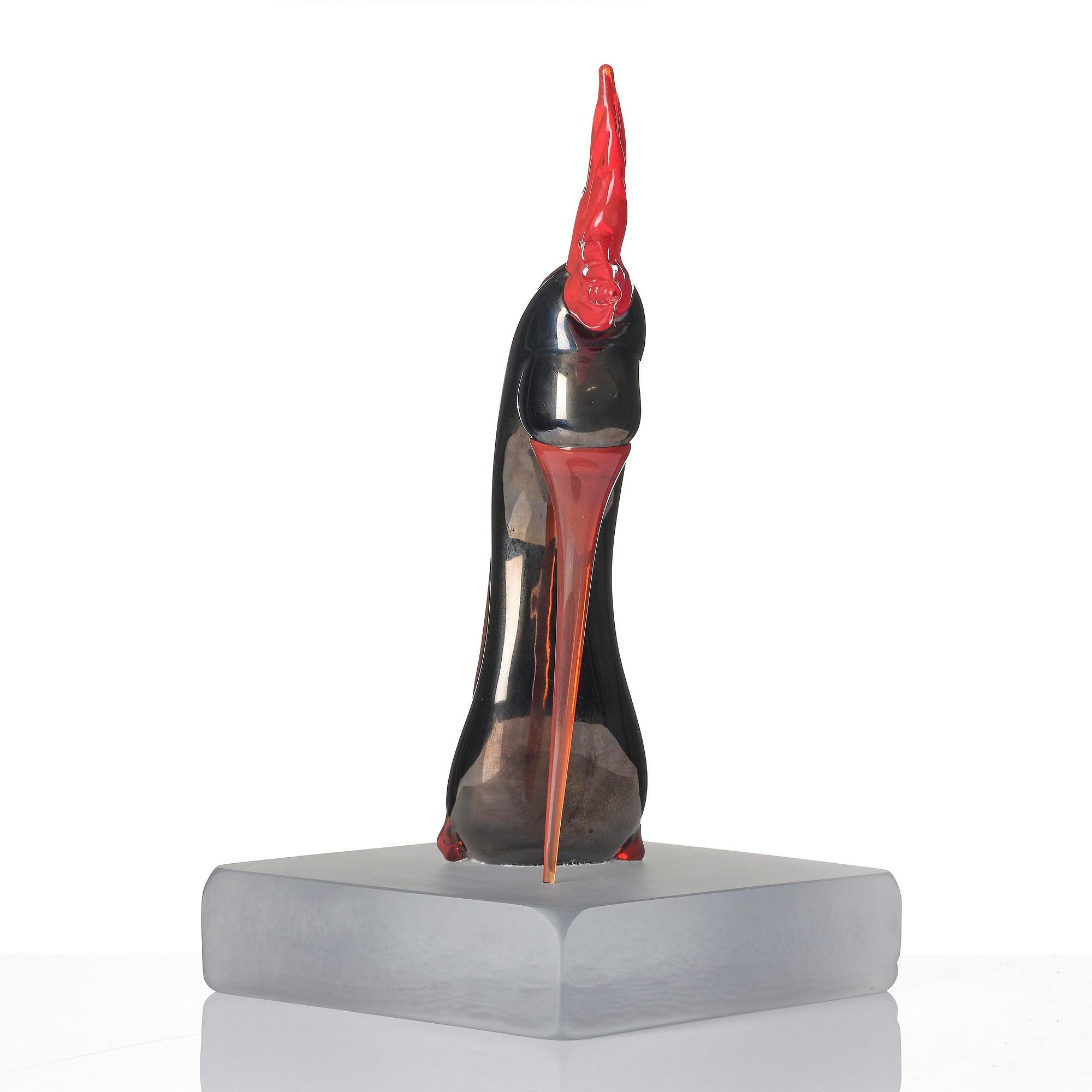 Kjell Engman, a unique glass sculpture, a high-heeled shoe in the shape of a fish, Kosta Boda.