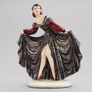 STEFAN DAKON, figurin, flintgods, Goldscheider, Österrike, 1900-talets mitt.