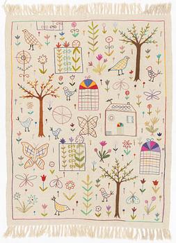 Rug, kelim, hand-embroidered, approx. 190 x 150 cm.