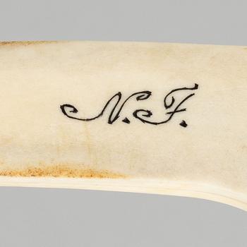 Nikolaus Fankki, halvhornskniv, signerad.