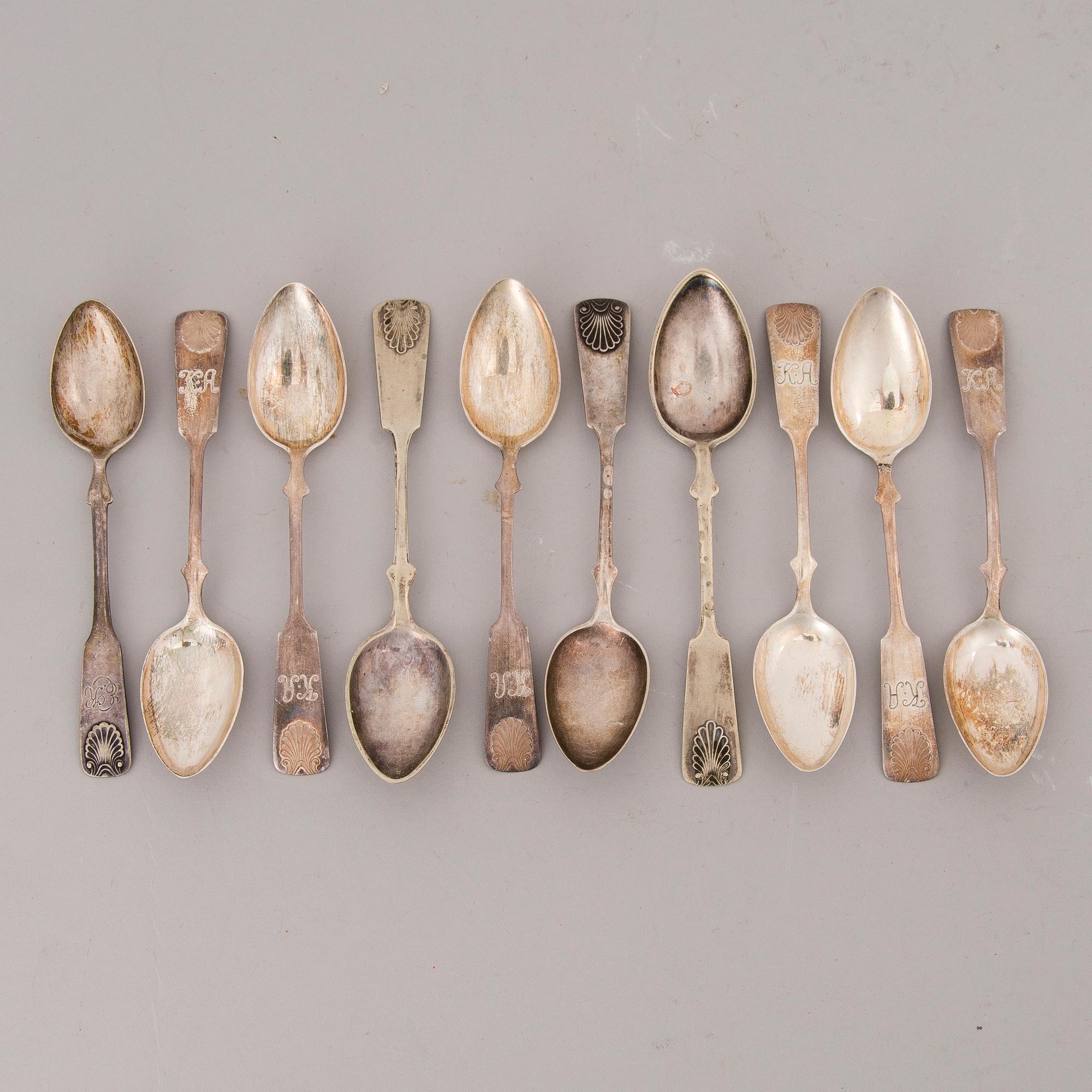 BESTICK, silver och nysilver 23 + 25 delar, "Musslan", finska stämplar, 1923-1955.