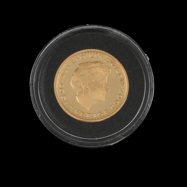 MYNT, 24 k guld, "Madicken 1960 ", vikt ca 9 g.