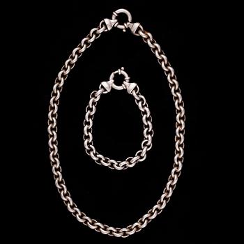 HALKEDJA och ARMKEDJA, silver, Kaunis Koru, 1990-tal. Vikt ca 80 g.