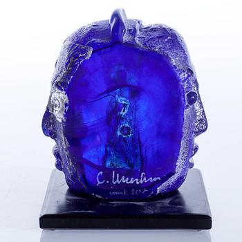 a glass object, signed, unique, dated 2002.