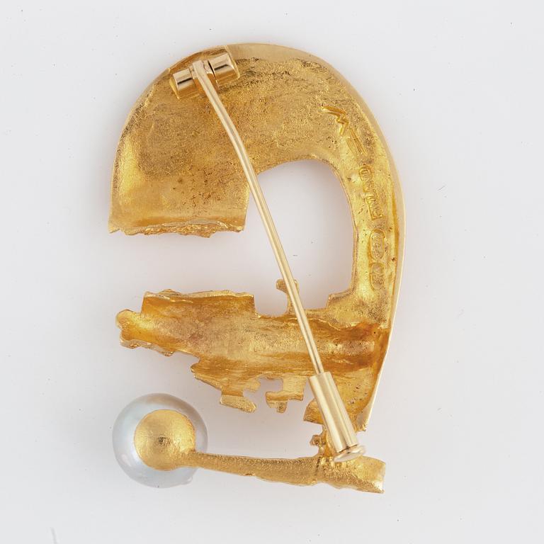 BJÖRN WECKSTRÖM, brooch, "Solskeppet",18K gold and pearl.