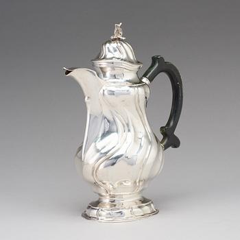 A Swedish 18th century silver coffee-pot, mark of Johan Wennerwall, Gothenburg 1759.