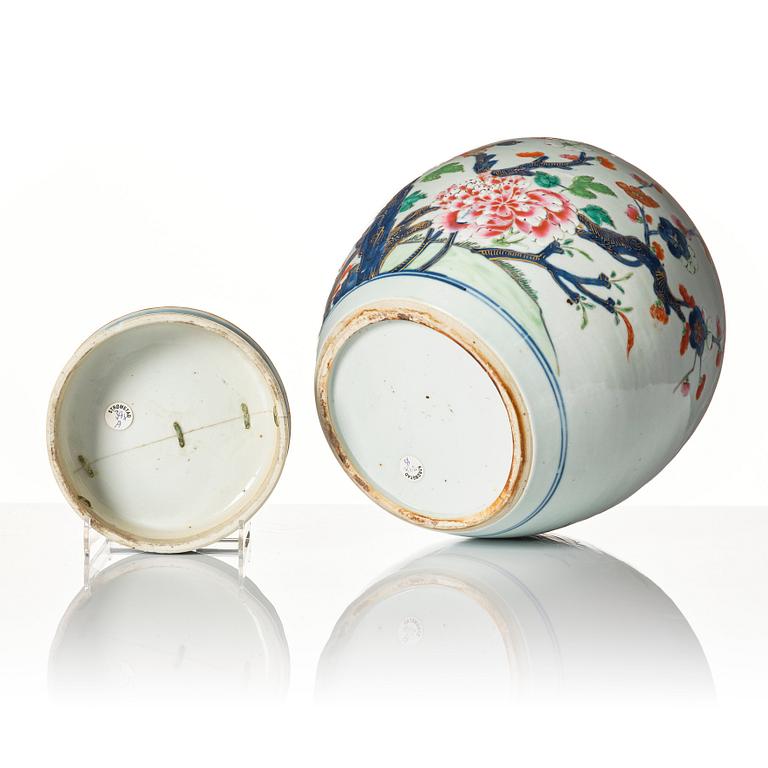 A famille rose jar with cover, Qing dynasty, 18th Century.