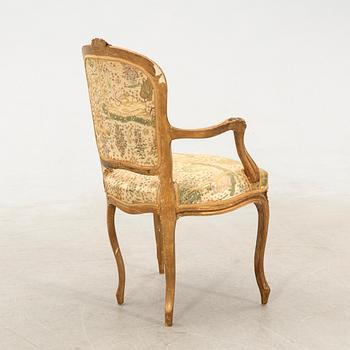 Sofa and armchair in Louis XV style, first half of the 20th century.