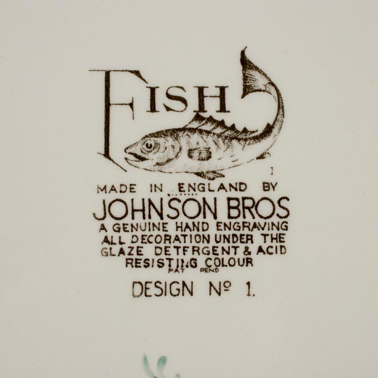 FISKSERVIS, 20 delar, porslin, "Fish", Johnson Bros, England.