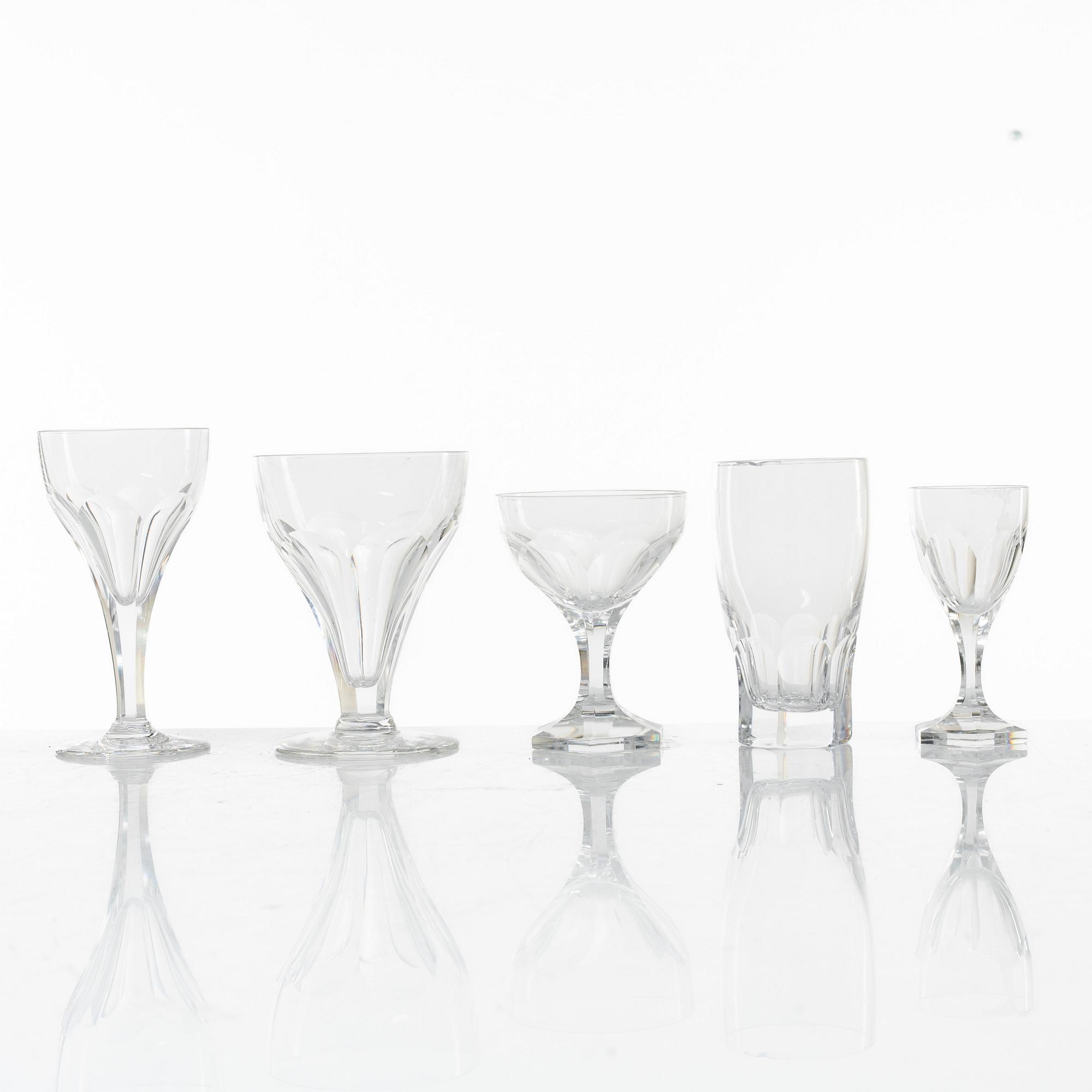 Elis Bergh, an 83-piece 'Rosersberg' glass service, Kosta.