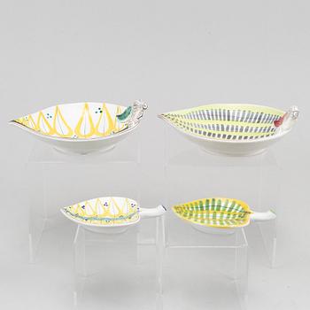 Stig Lindberg, four earthenware dishes, Gustavsberg studio.