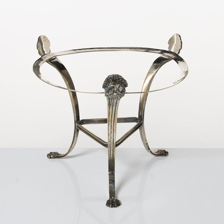 Empire, Kastrull med lock och benställning, pläter, Jacob Lenholm (mästare i Stockholm 1827-40).