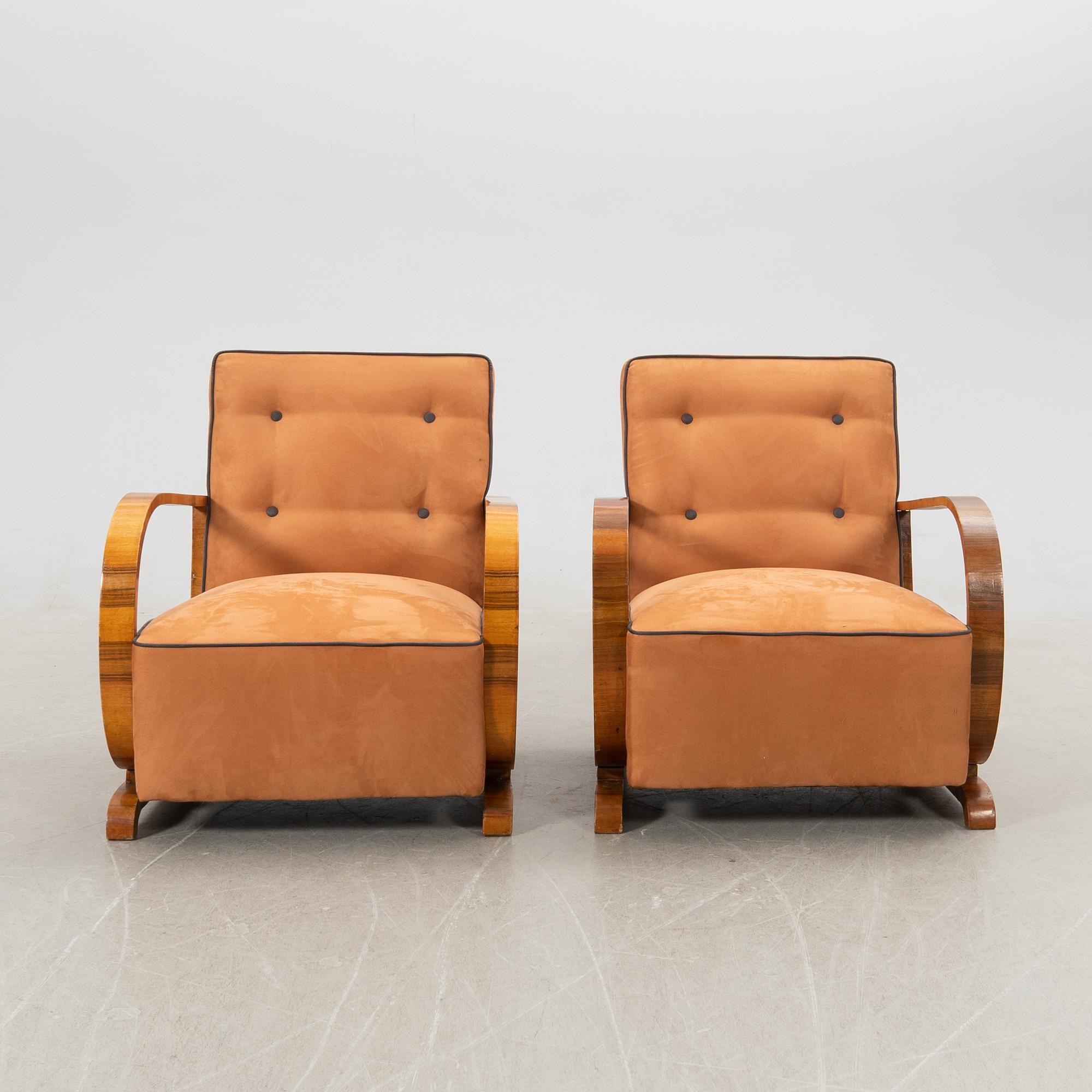 Armchairs, a pair, Art Deco, first half of the 20th century.