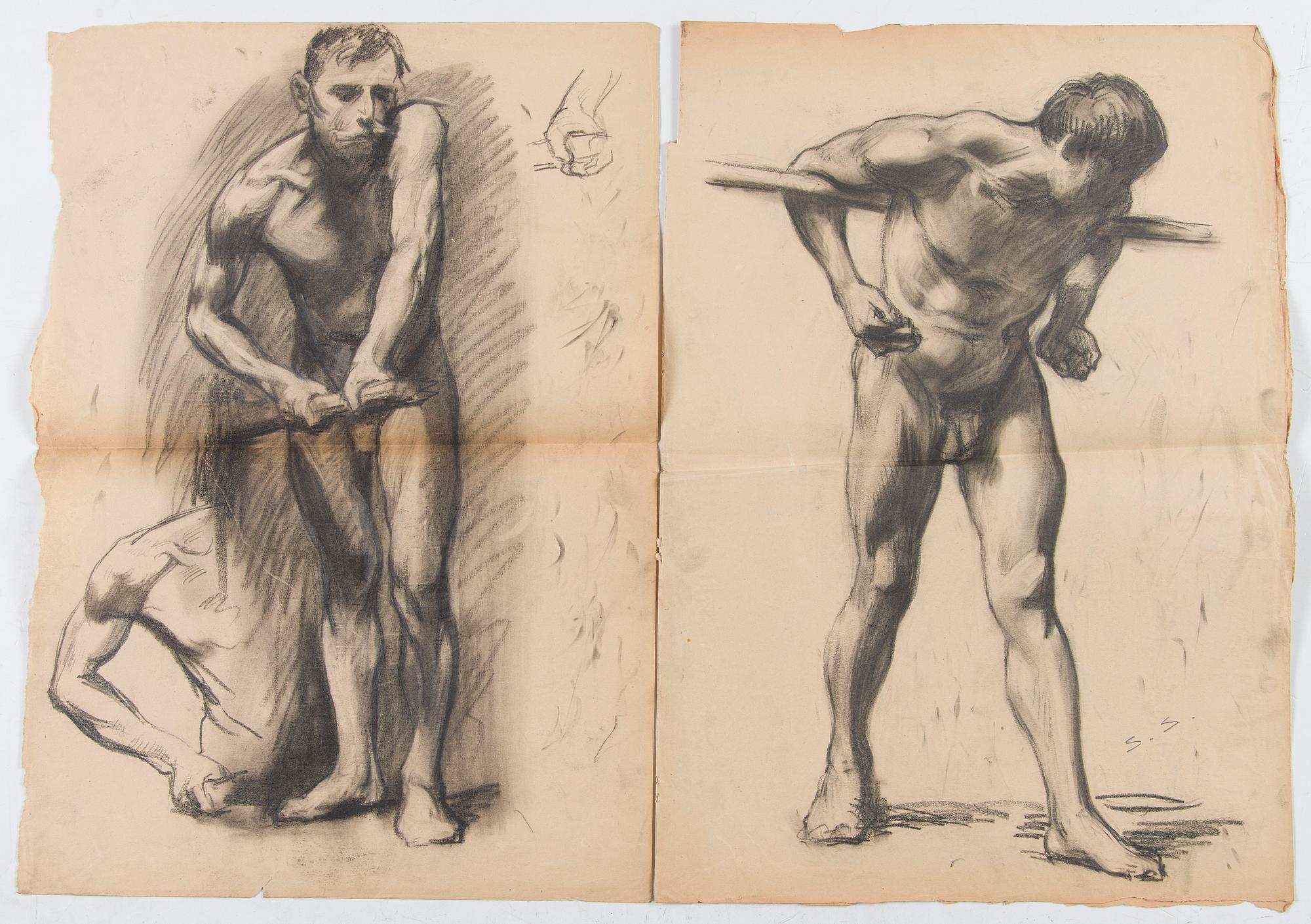 Santeri Salokivi, Konstnärsmapp innehållande sex st. Nakenstudier av Män.