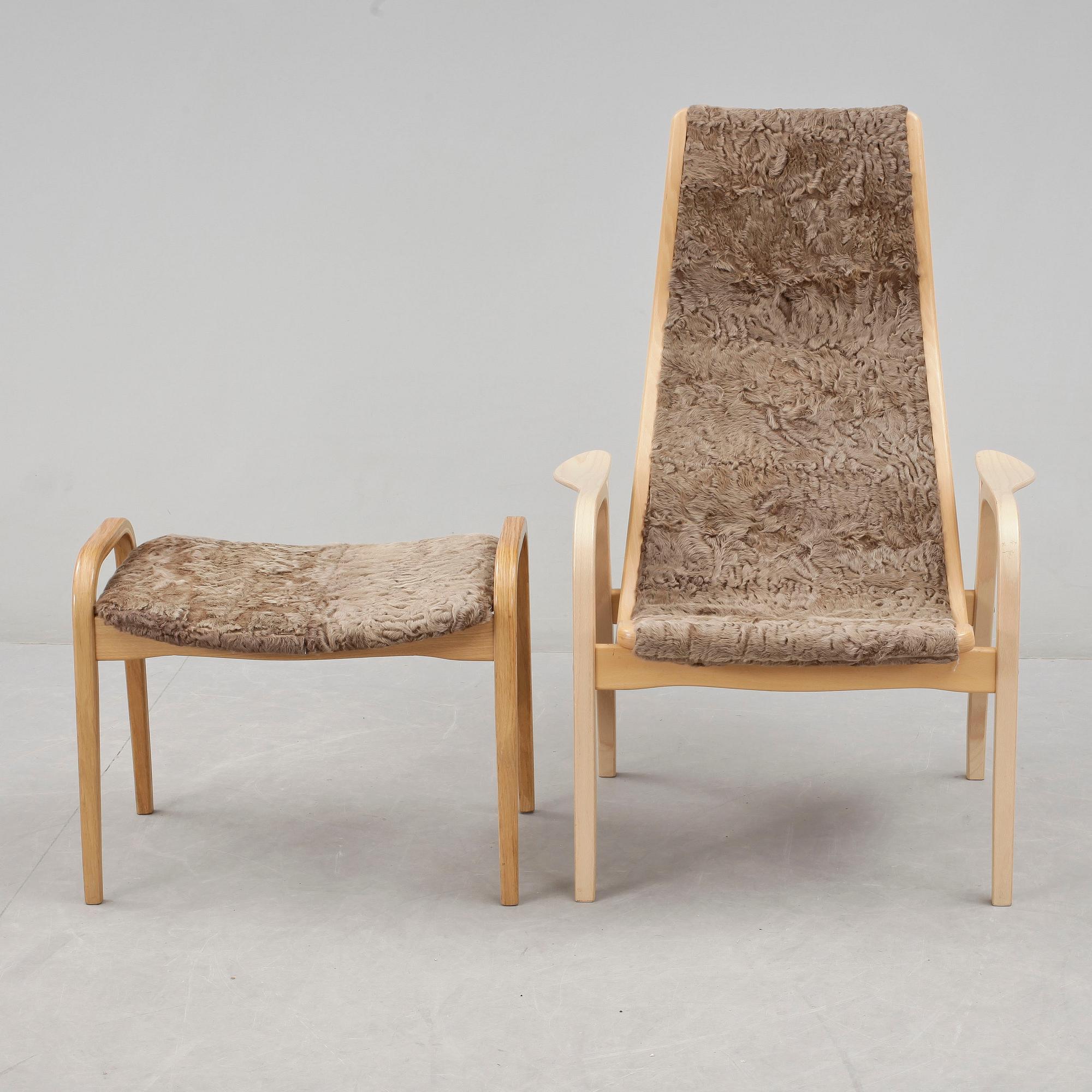 FÅTÖLJ med FOTPALL, "Lamino", Yngve Ekström, Swedese, 1900-talets andra hälft.