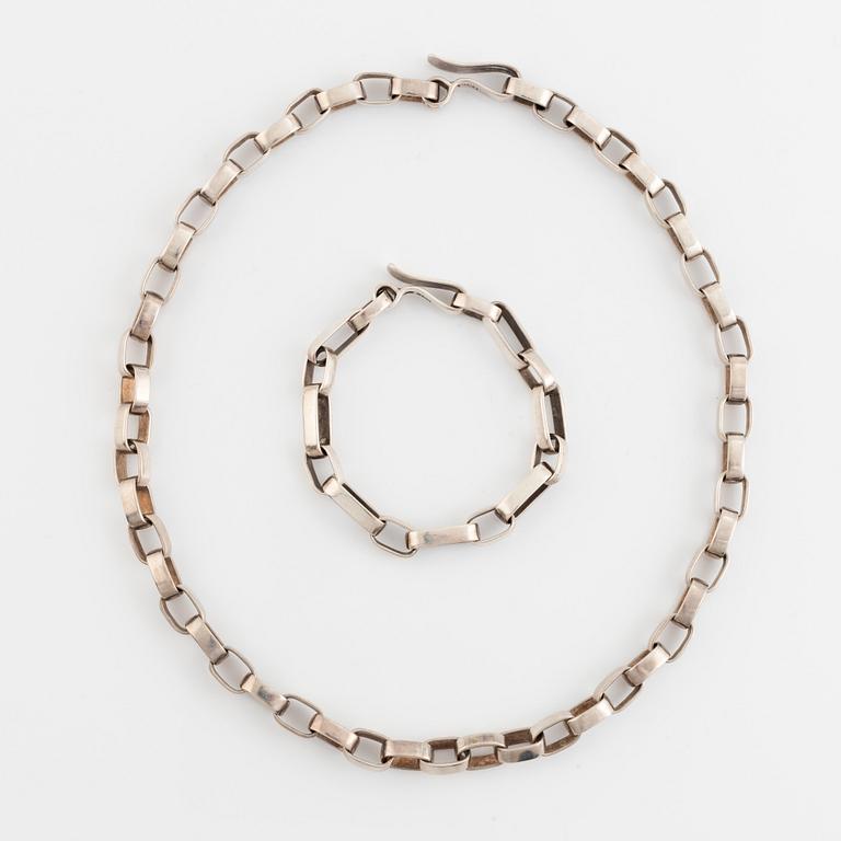 Sven-Erik Högberg, armband samt collier, silver.