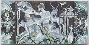 Marian Zawadzki, a ceramic tile table, Tilgmans, signed MZ and dated 58.