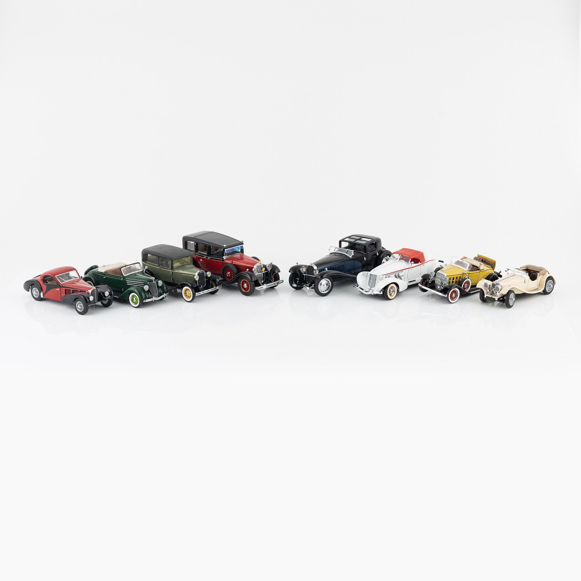 Eight die cast model cars, Franklin Mint.