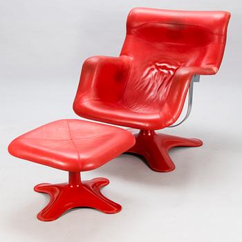 YRJÖ KUKKAPURO, A 1970's 'Carousel' armchair and stool for Haimi Finland.