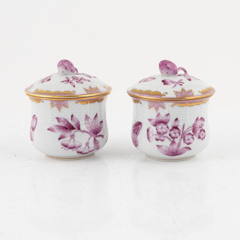 A set of 15 Herend custard cups with covers, 20th Century.