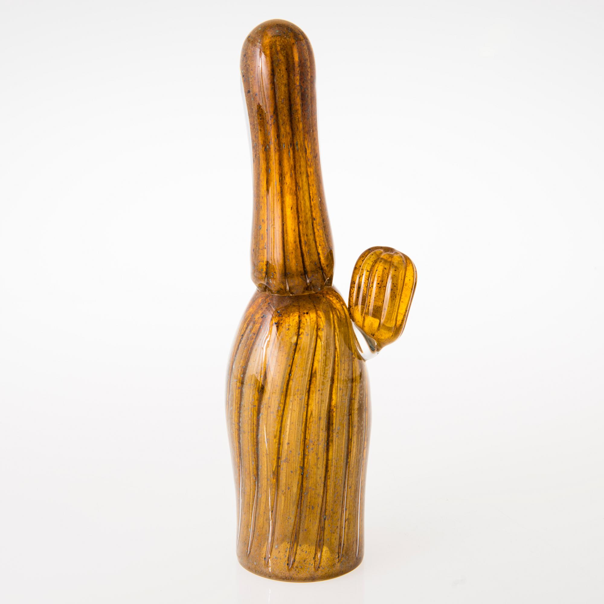 TIINA NORDSTRÖM, veistos, "Keltakaktus", signeerattu Tiina Nordström Iittala 1992.